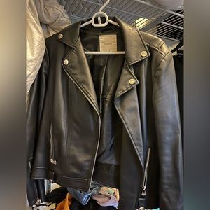 Pull & bear black leather jacket